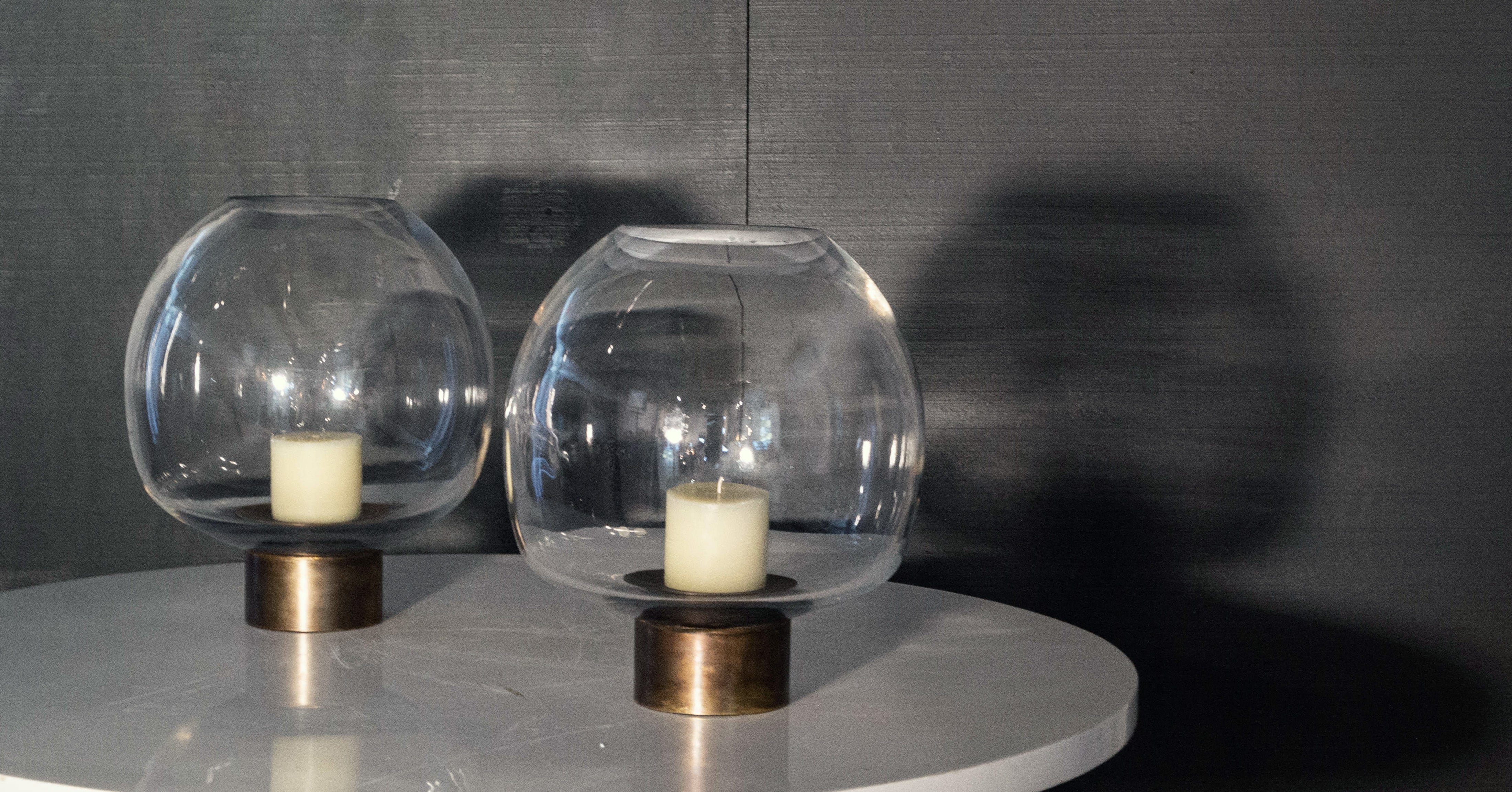 Crystal Candle Huricane with Brass Base