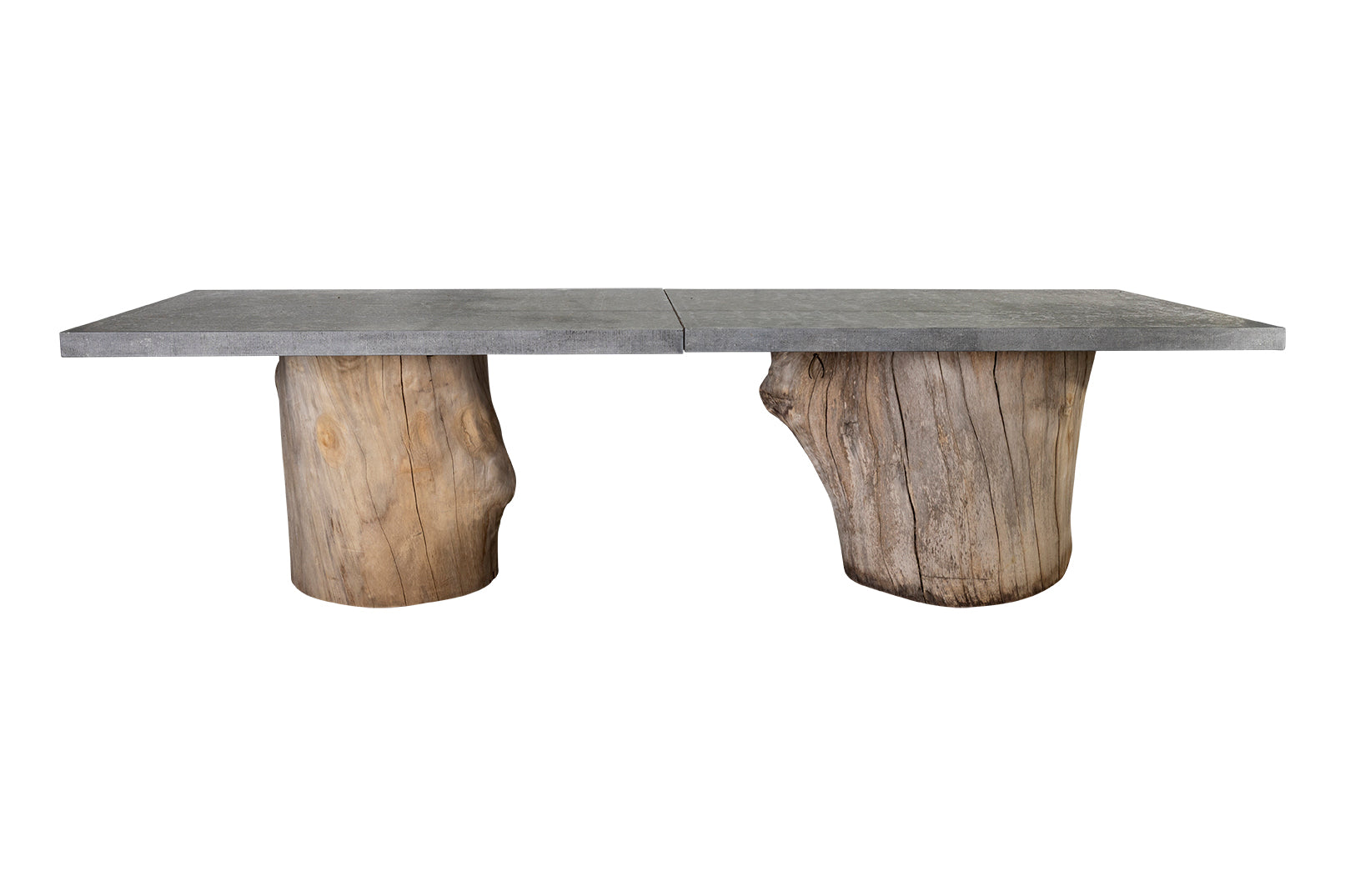 Stone Top Dining Table with Wood Trunk Base