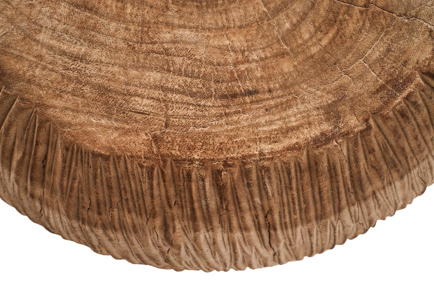 Carved Reclaimed Elm Blonde Round Side Table