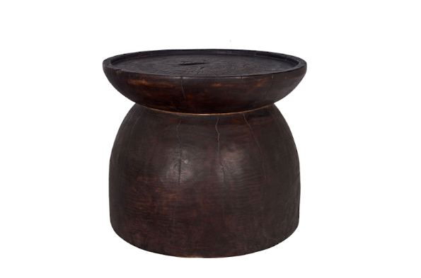 Ebonized Carved Wood Side Table