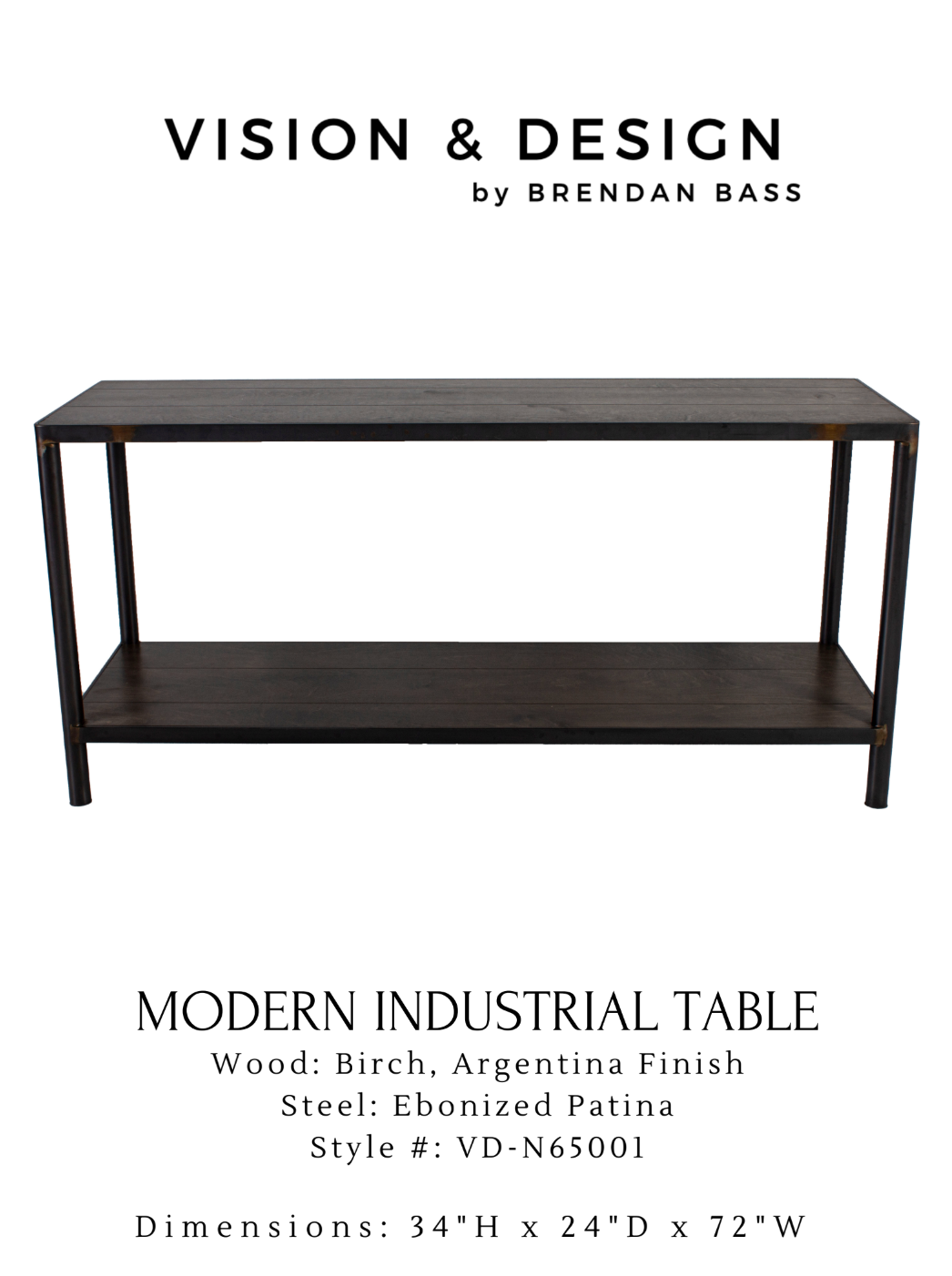 Modern Wood and Steel Console with Lower Shelf