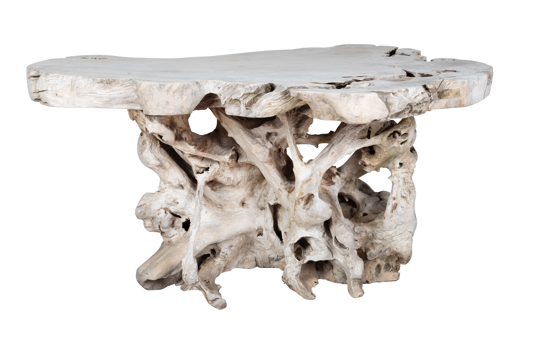 Bleached Teak Organic Form Console