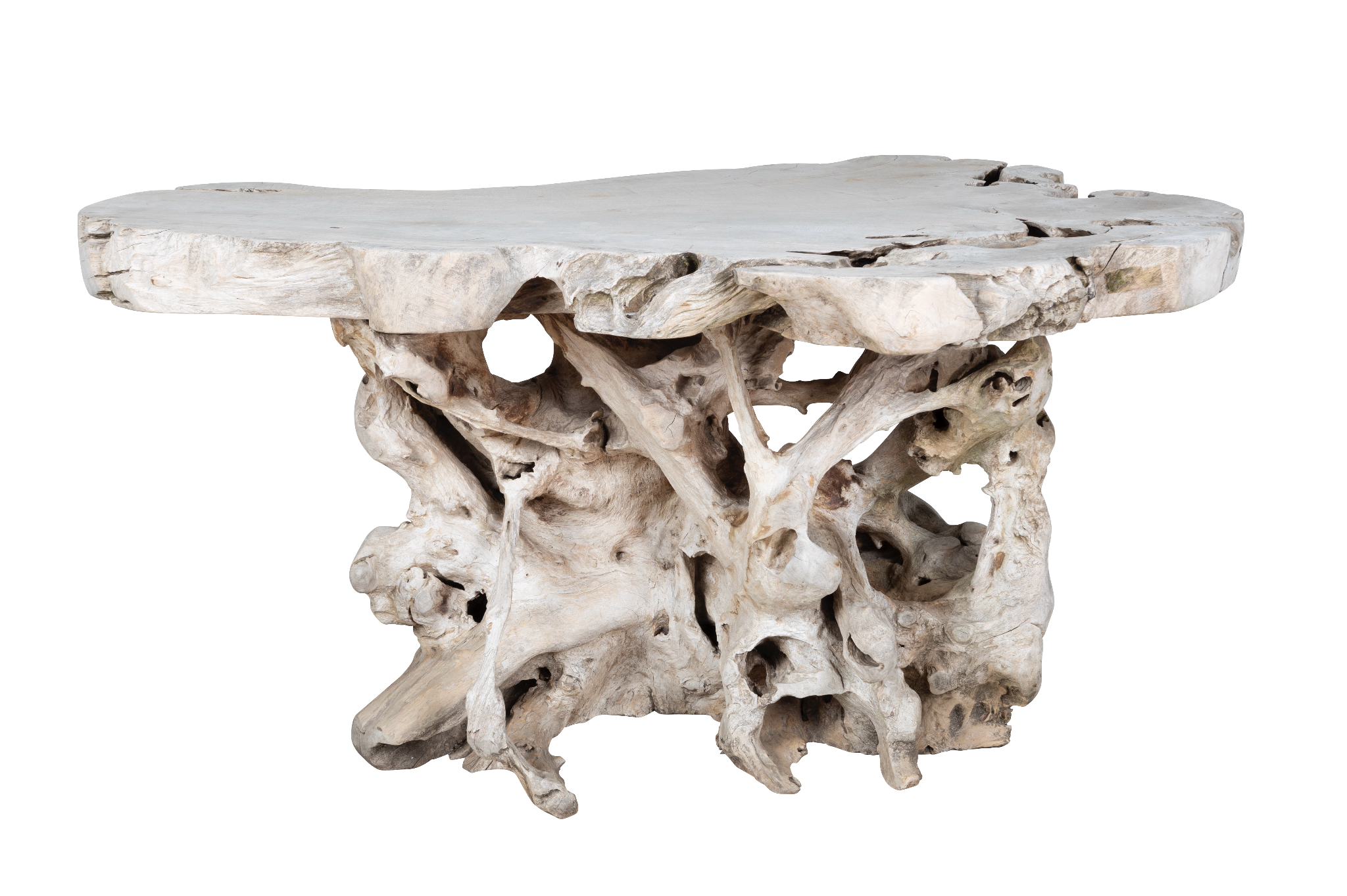 Bleached Teak Organic Form Console