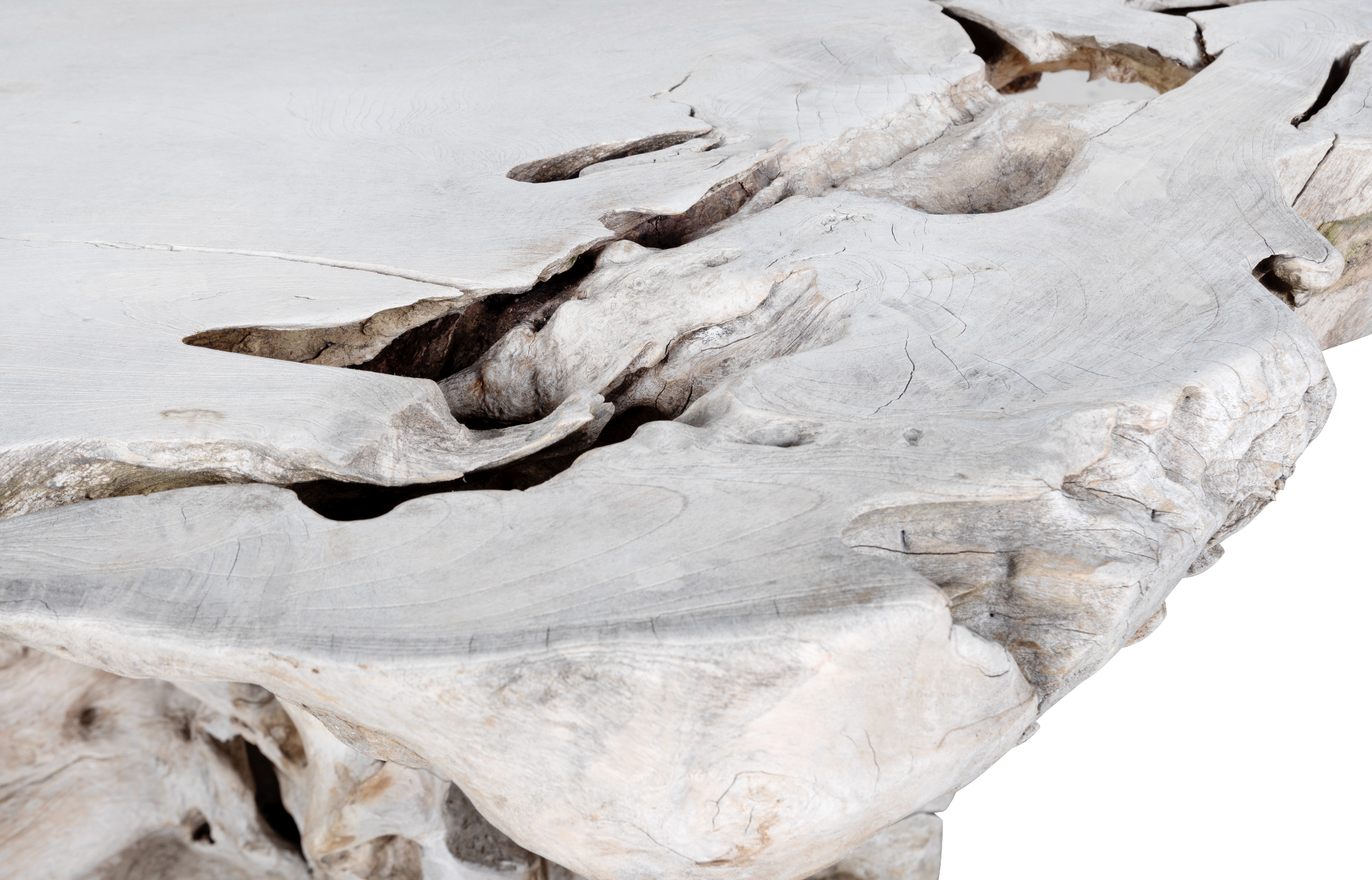 Bleached Teak Organic Form Console