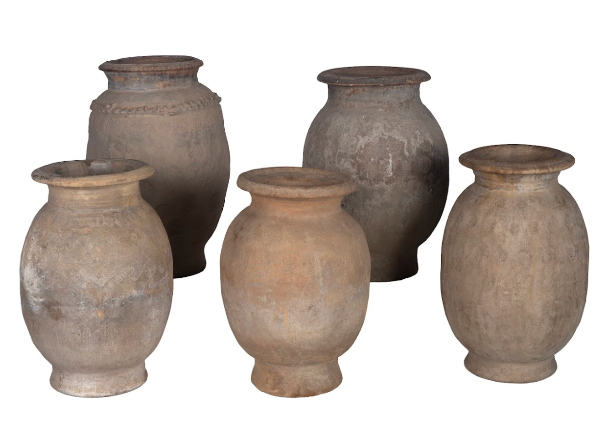 Monumental Terra Cotta Vase with Stamped Detail
