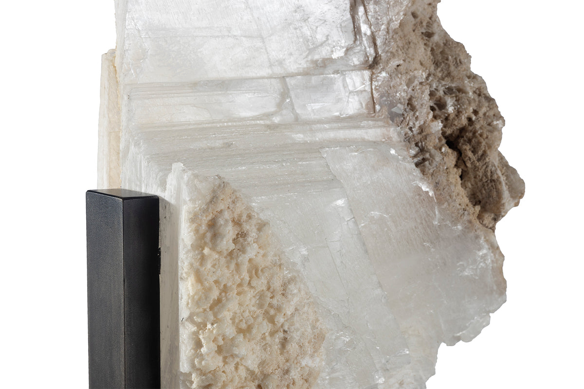 Selenite Sculpture on Steel Mount
