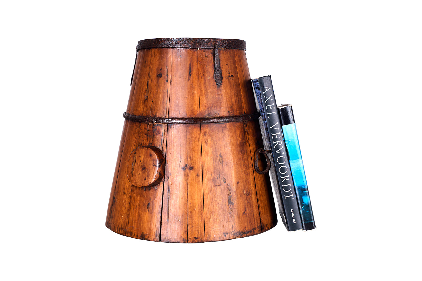 Antiqued Hand Carved Wood Bucket