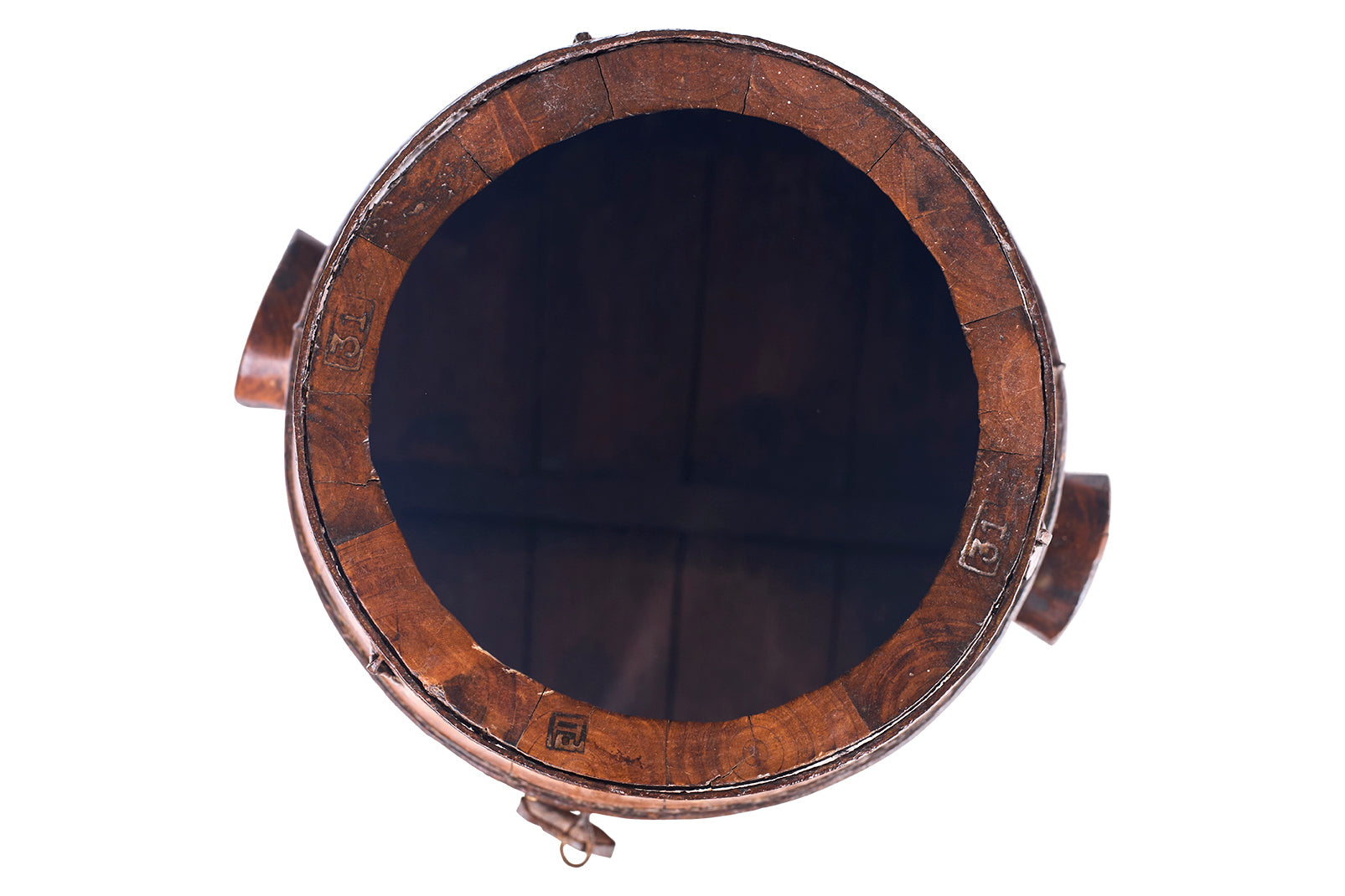 Antiqued Hand Carved Wood Bucket