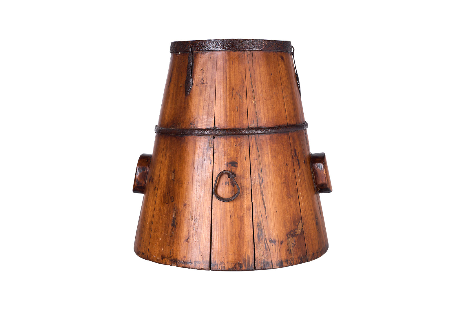 Antiqued Hand Carved Wood Bucket