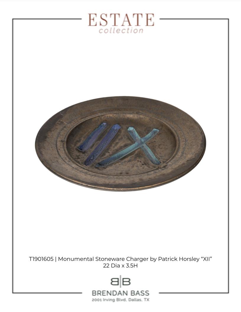 Monumental Stoneware Charger by Patrick Horsley "XII"