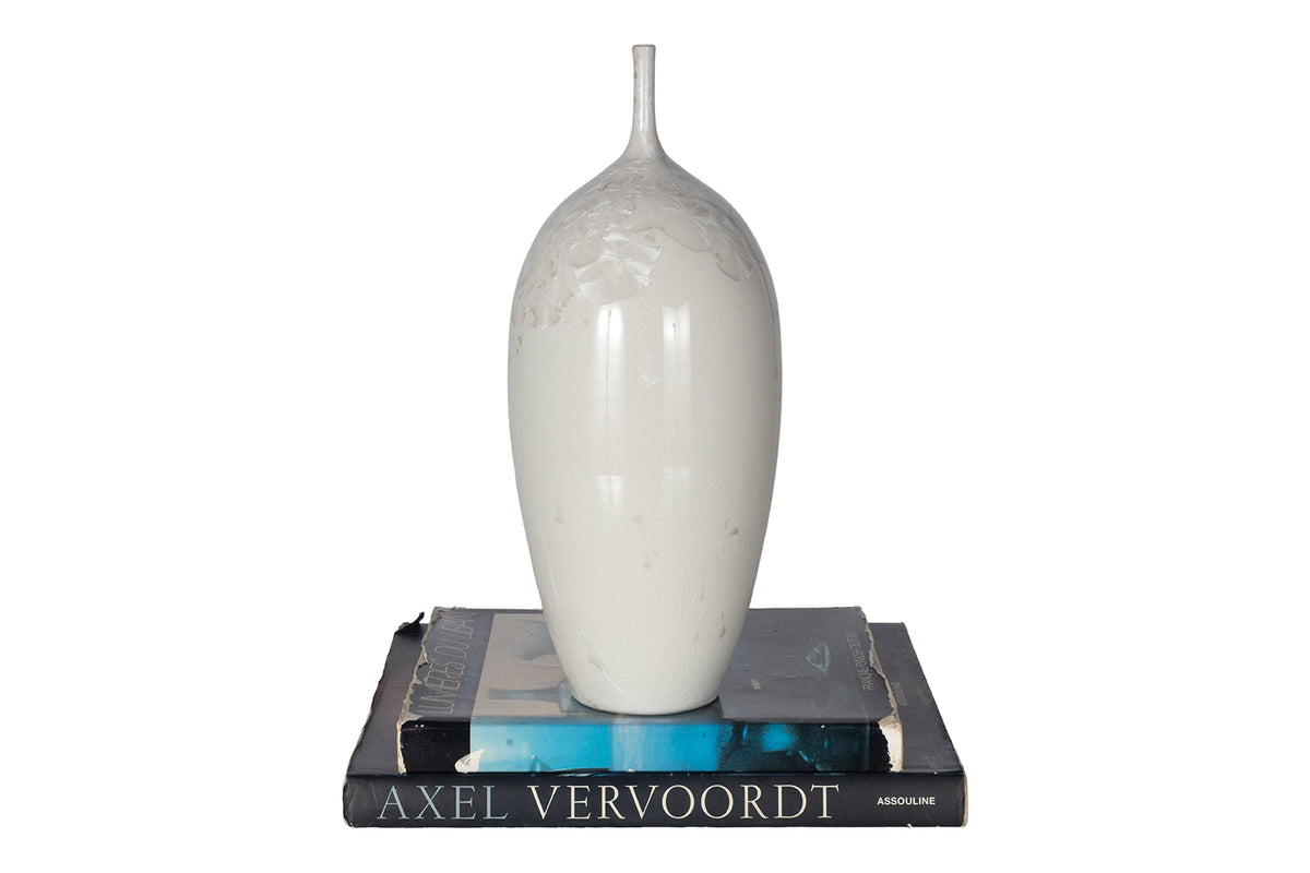 White Crystaline Glaze Porcelain Bottle Vase
