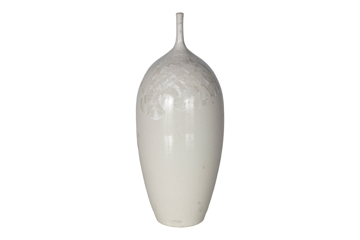 White Crystaline Glaze Porcelain Bottle Vase