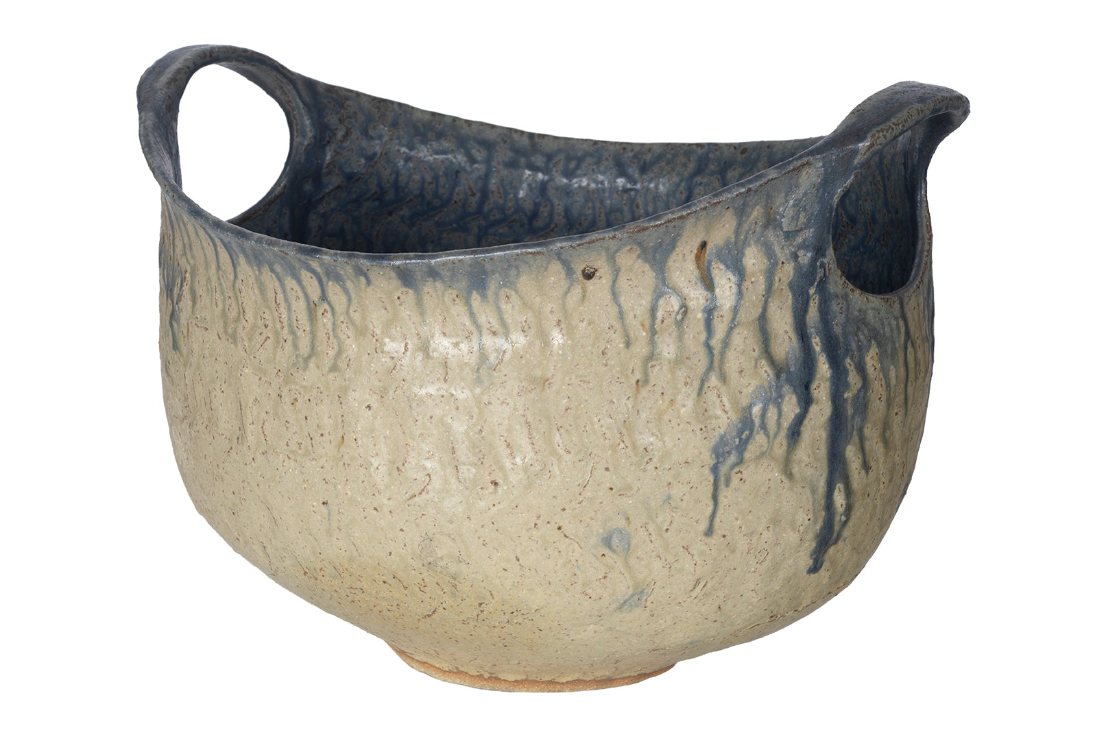 Studio Pottery Bowl with Pierced Handles