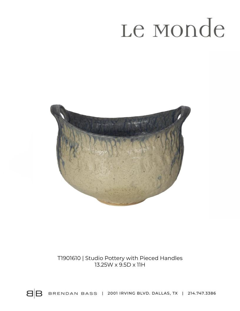 Studio Pottery Bowl with Pierced Handles