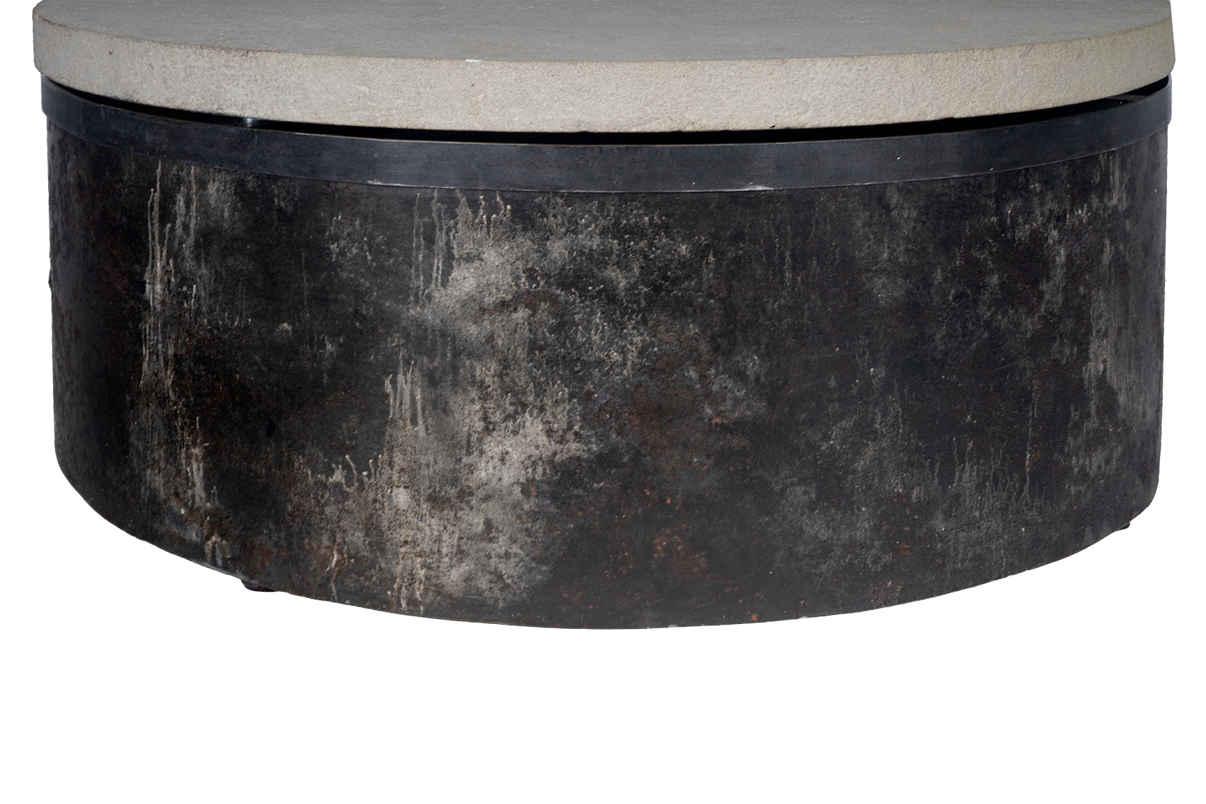 Vintage French Barrel Coffee Table with Limestone Top