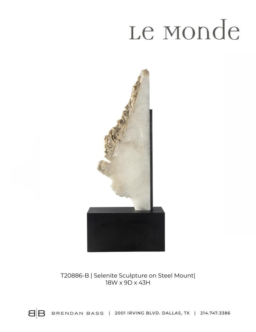 Selenite Sculpture on Steel Mount