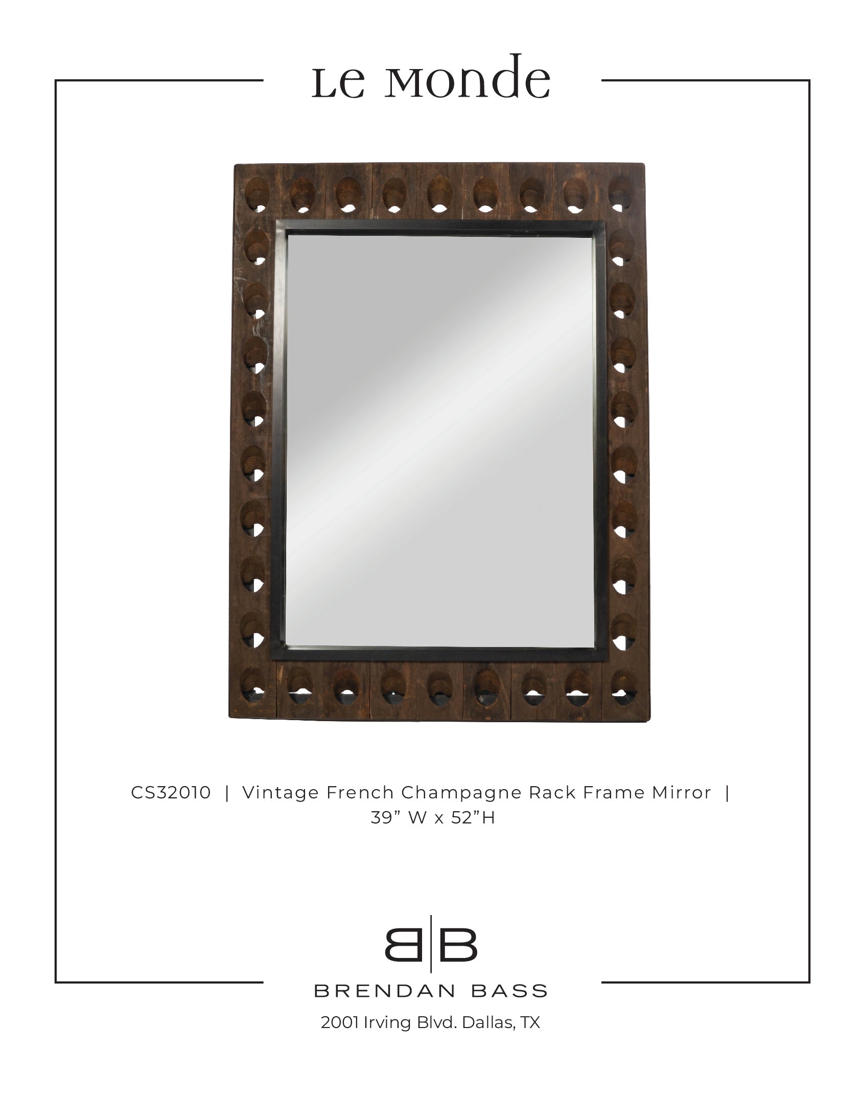 Wood Champagne Rack Framed Mirror