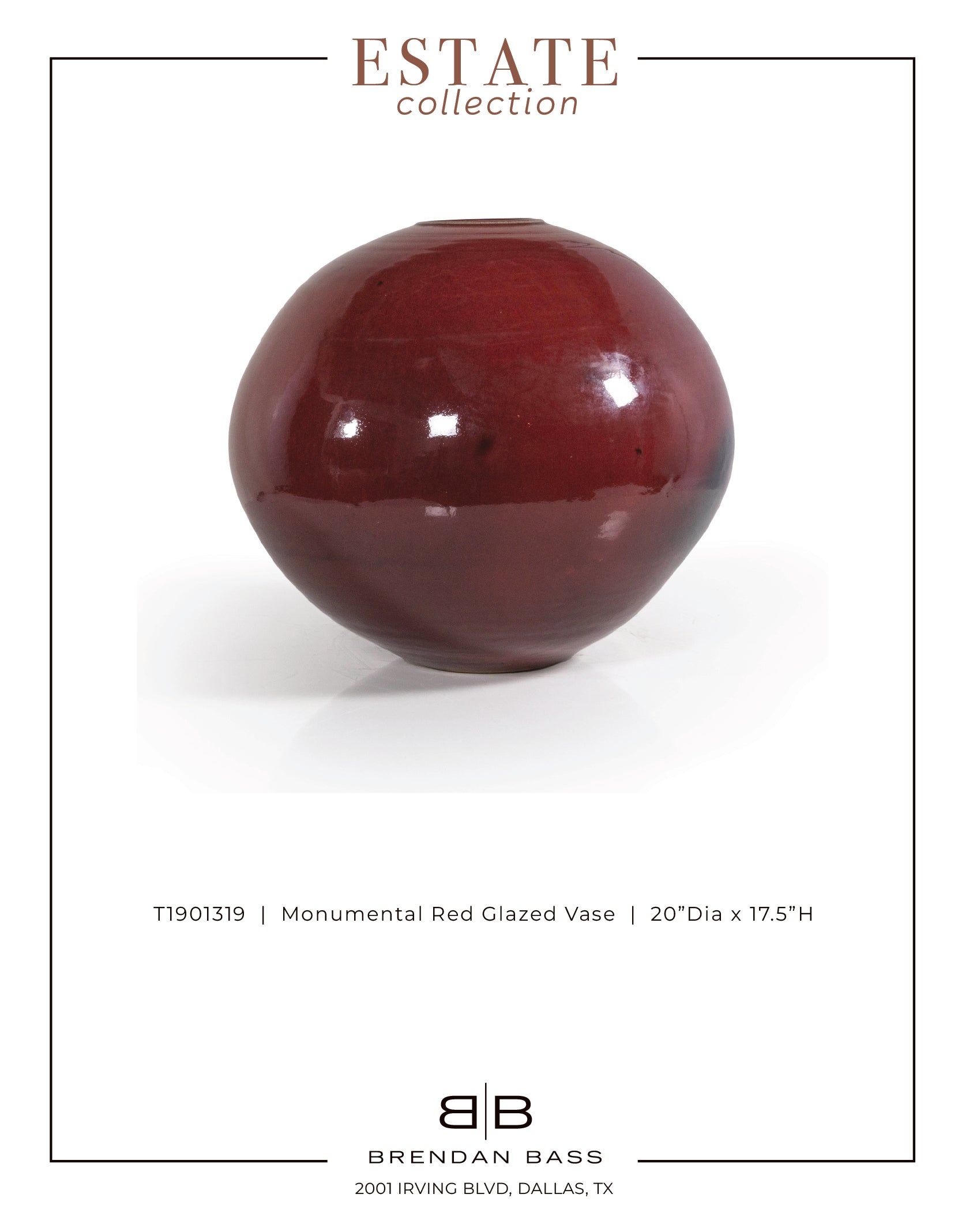 Gerald Newcomb Monumental Red Glazed Vase