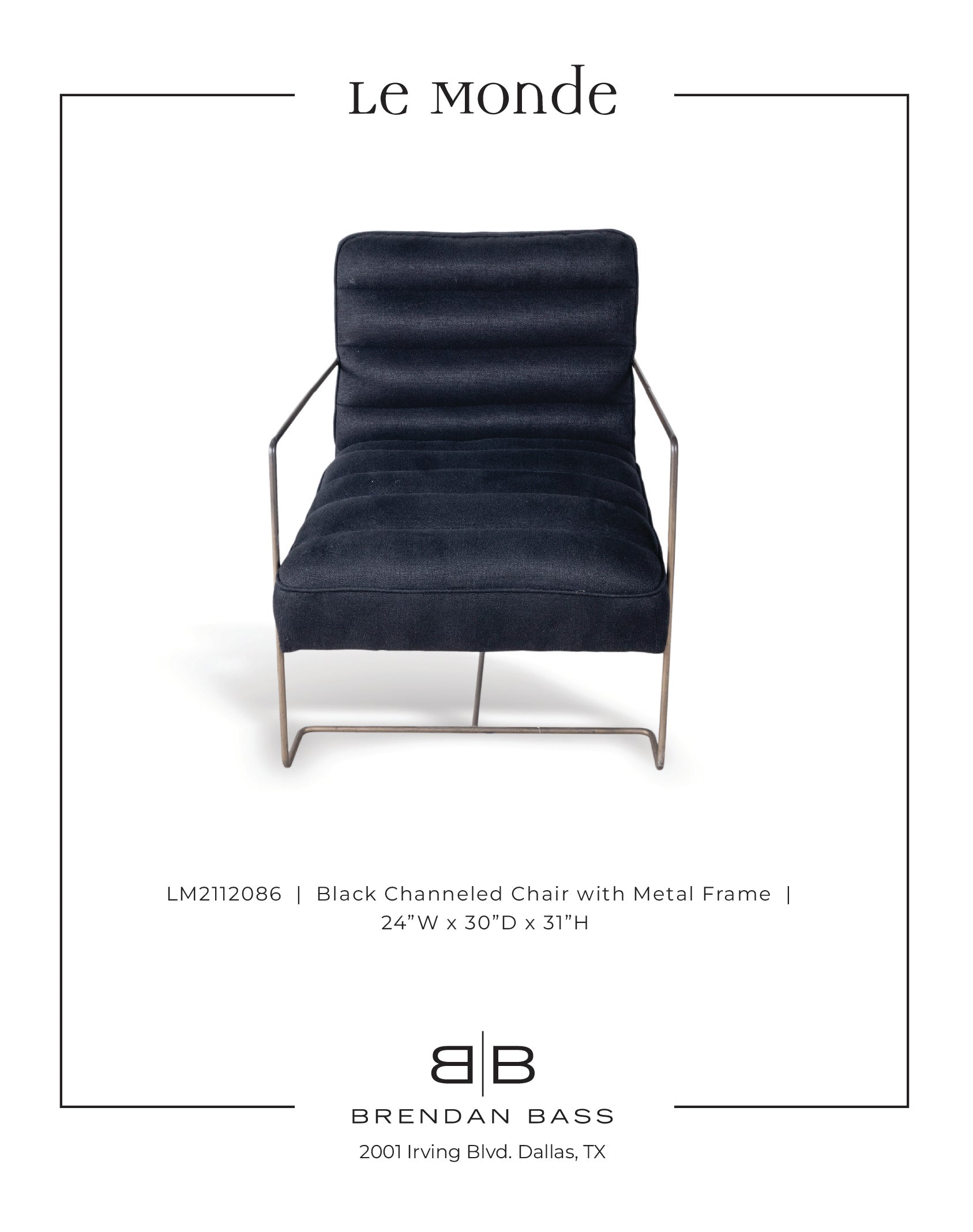 Pair of Black Channeled Chairs with Metal Frame