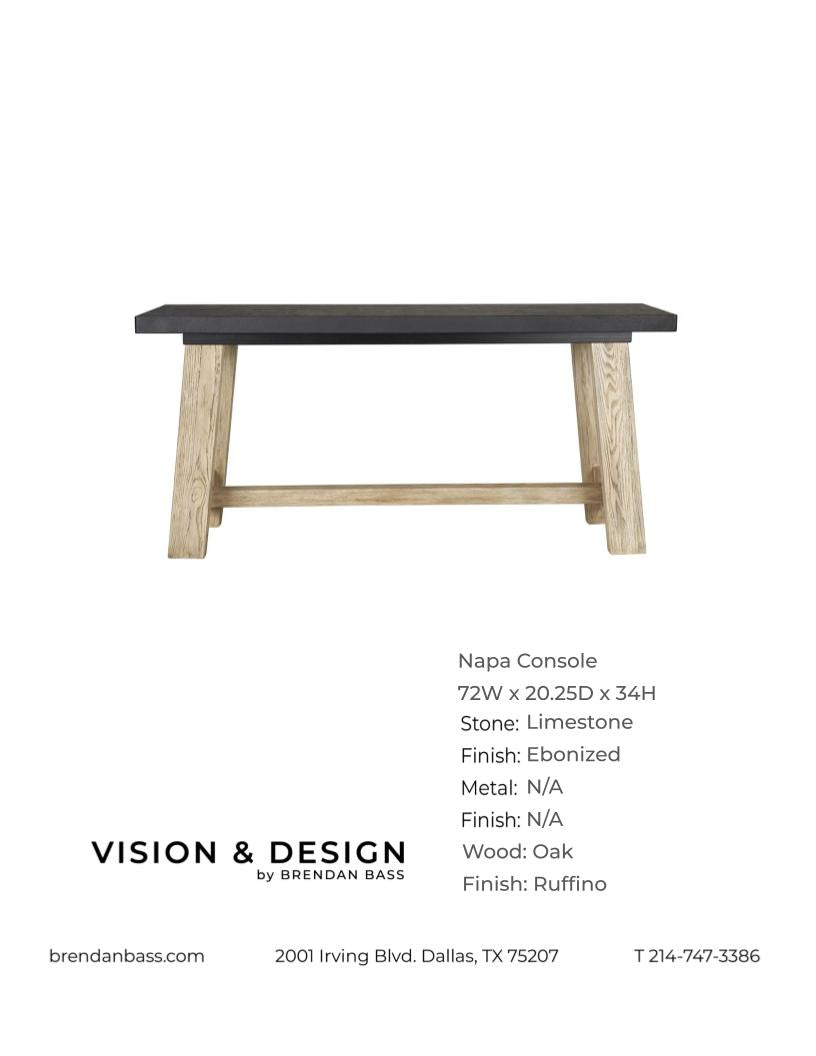 Modern Stone and Wood Console Table
