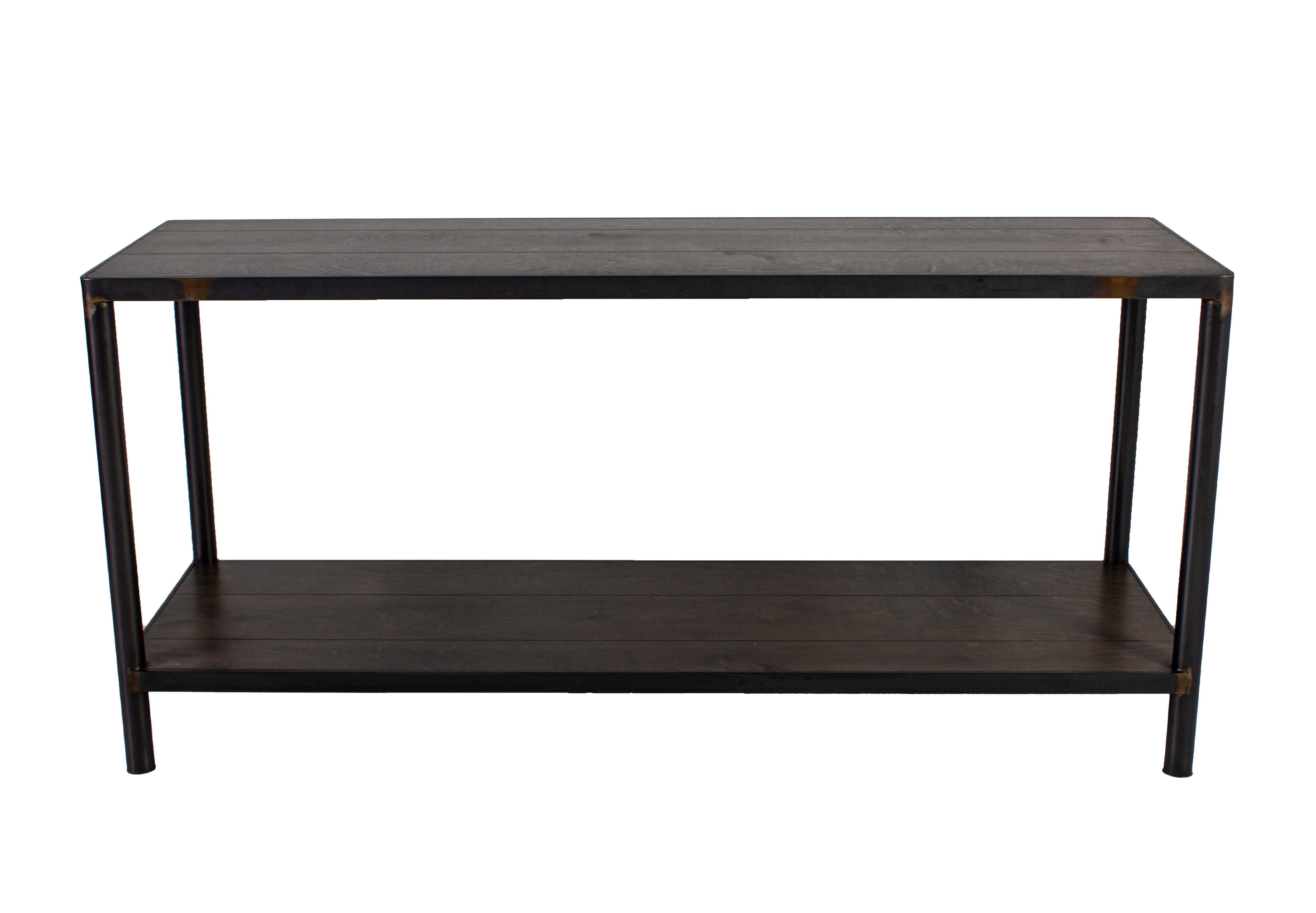 Modern Wood and Steel Console with Lower Shelf