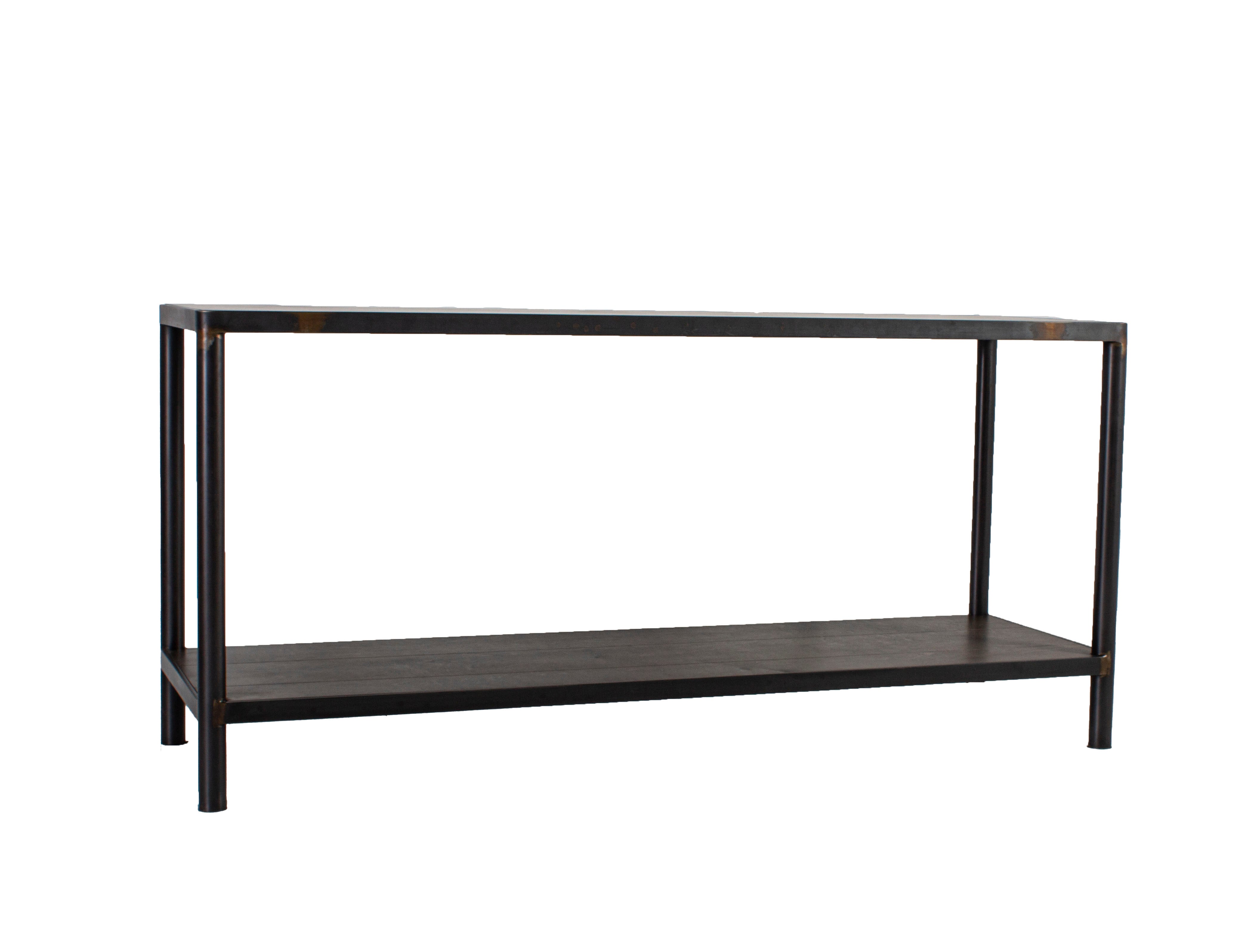 Modern Wood and Steel Console with Lower Shelf