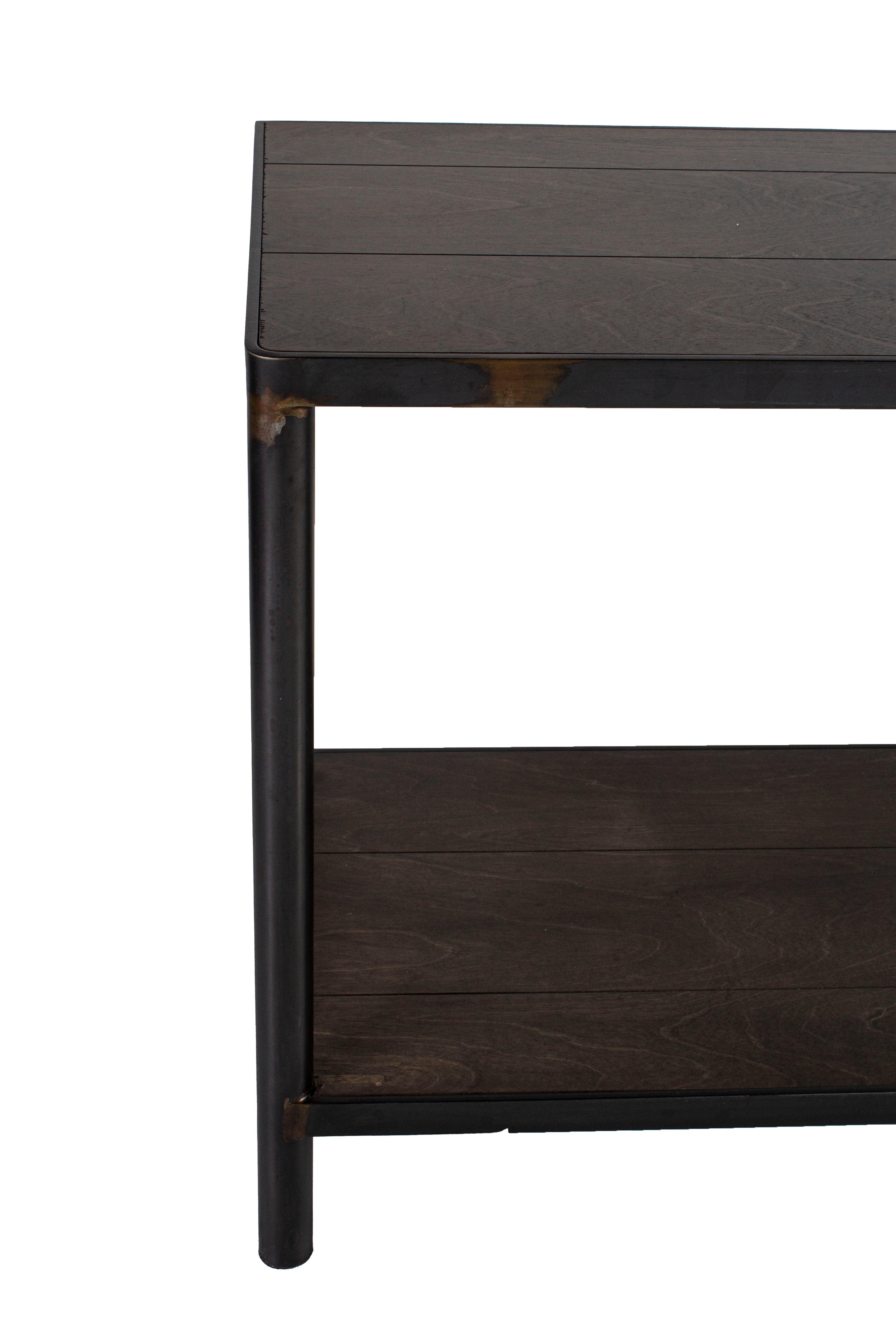 Modern Wood and Steel Console with Lower Shelf