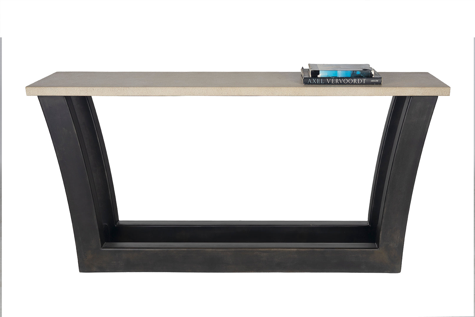 Modern Console Table with Stone Top and Metal Base