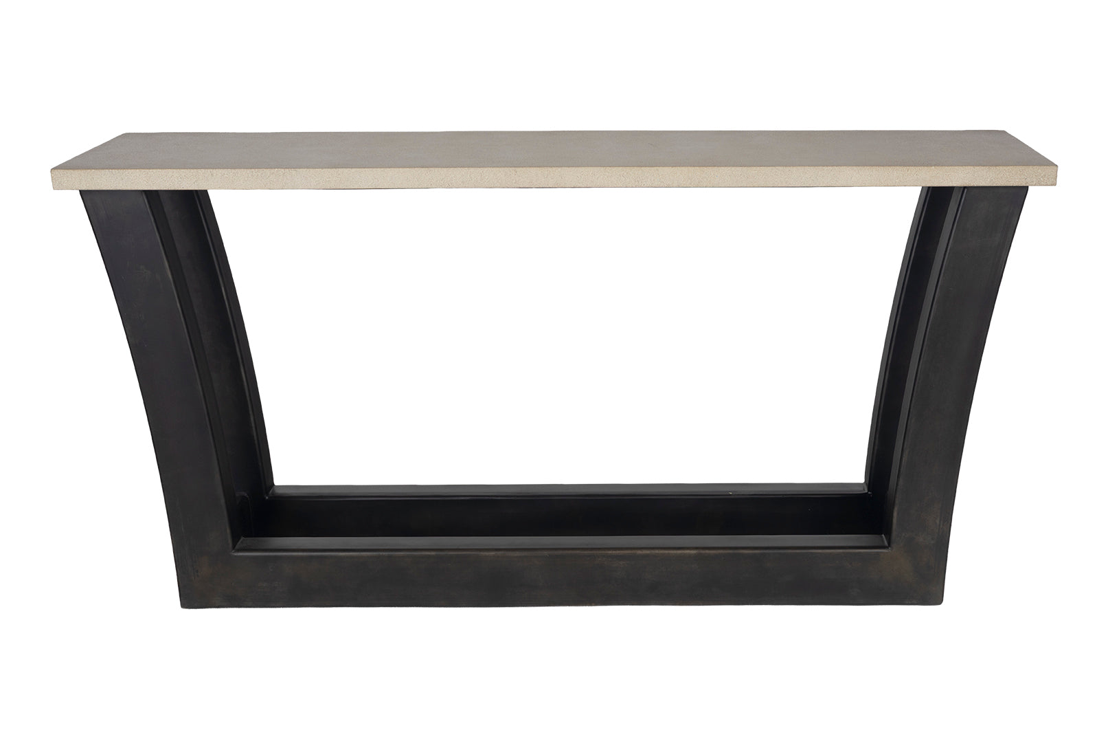Modern Console Table with Stone Top and Metal Base